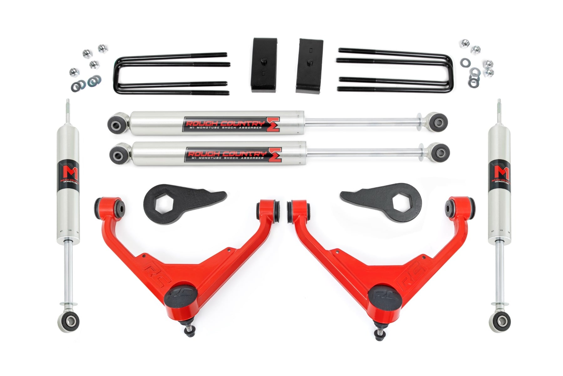 85941RED - Rough Country 3 Inch Lift Kit - Fits M1 FK/FF - Fits Chevrolet/GMC Sierra/Silverado 2500 HD Suburban/Yukon XL 2500 2001-2010
