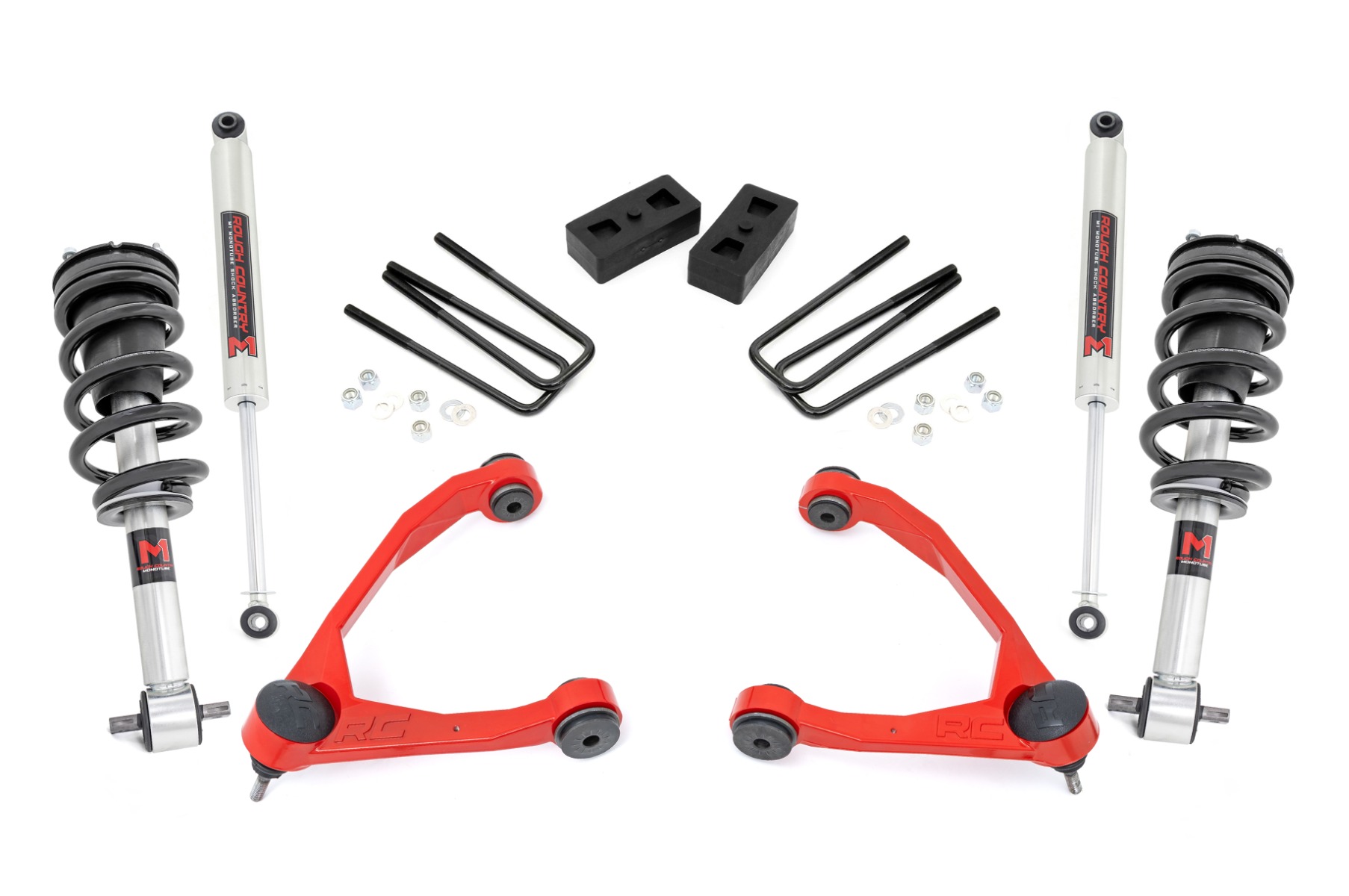 19840RED - Rough Country 3.5 Inch Lift Kit - Fits Cast Steel M1 Strut - Fits | Chevrolet/GMC 1500 2014-2016