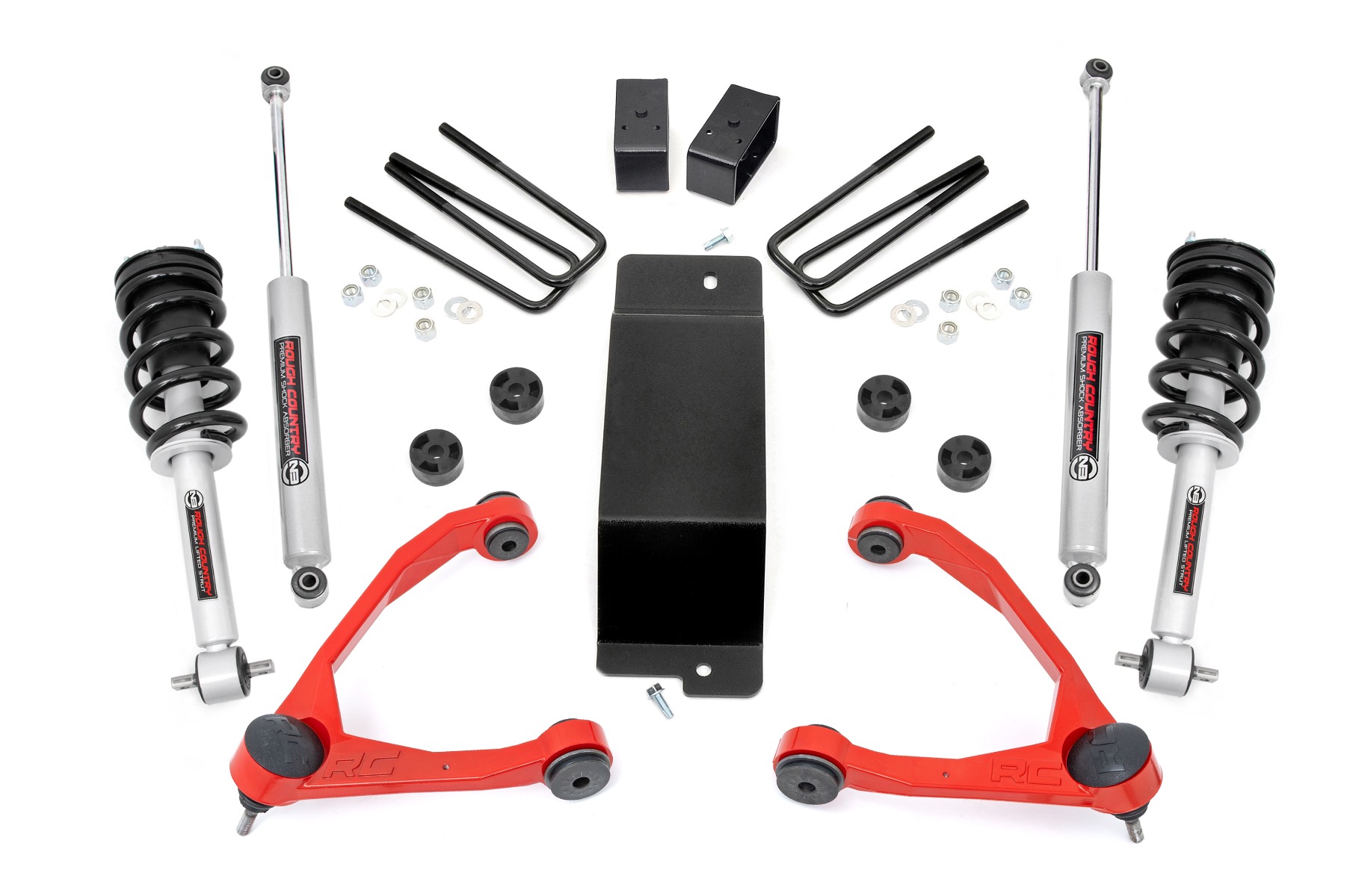 19432RED - Rough Country 3.5 Inch Lift Kit - Fits Forged UCA N3 Strut - Fits Chevrolet/GMC 1500 2014-2016