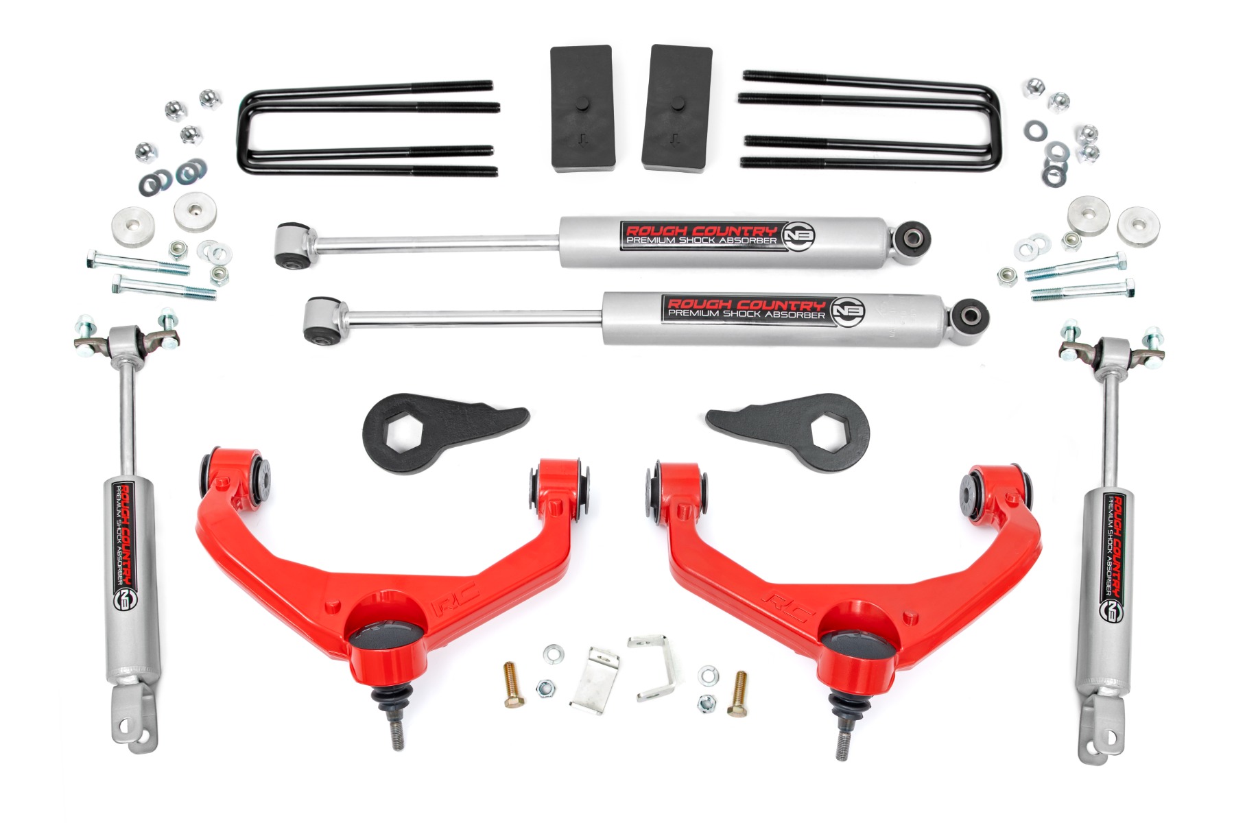 97530RED - Rough Country 3.5 Inch Lift Kit - Fits w/ Overloads Chevrolet/GMC 2500HD/3500HD 2011-2019