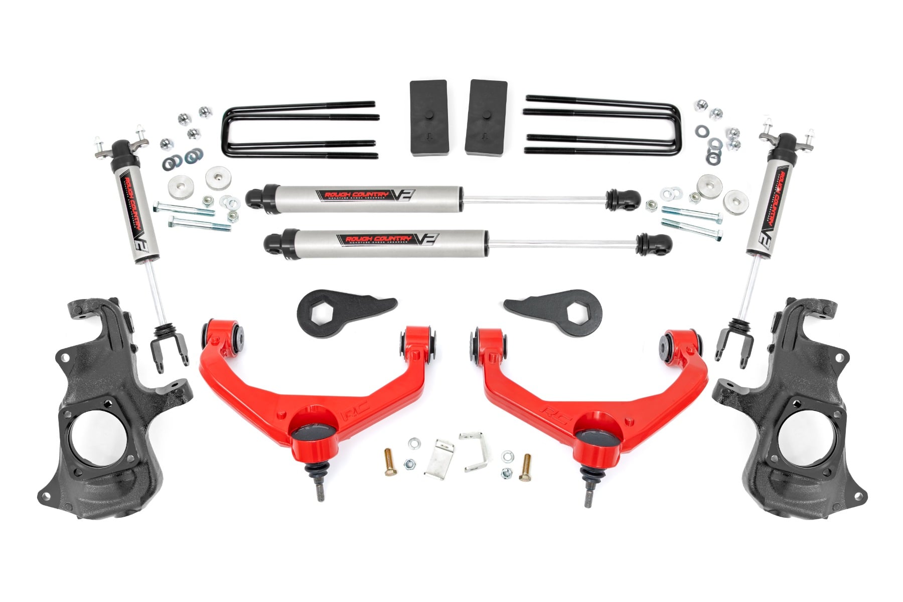 95770RED - Rough Country 3.5 Inch Knuckle Lift Kit - Fits V2 Chevrolet/GMC 2500HD/3500HD 2011-2019