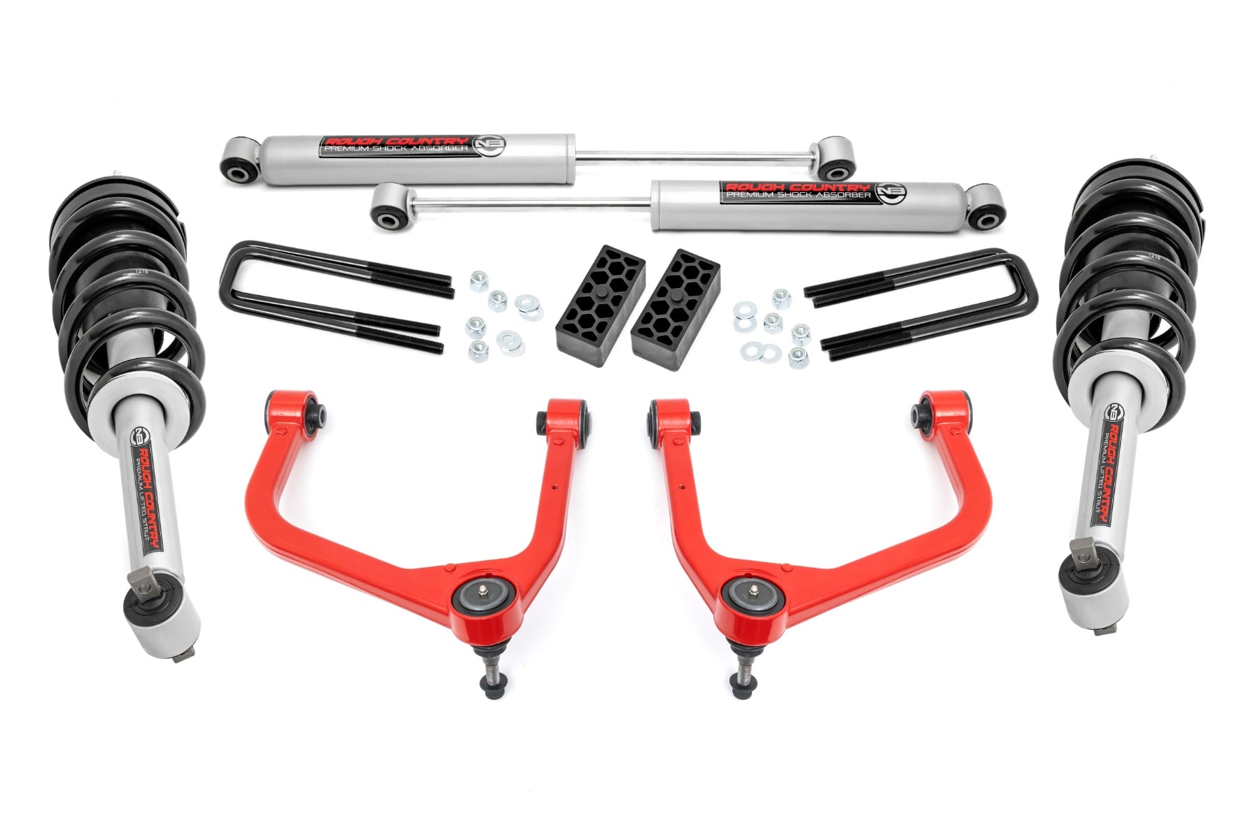 29532RED - Rough Country 3.5 Inch Lift Kit - Fits N3 Struts Chevrolet Silverado 1500 2WD/4WD 2019-2026 & Classic