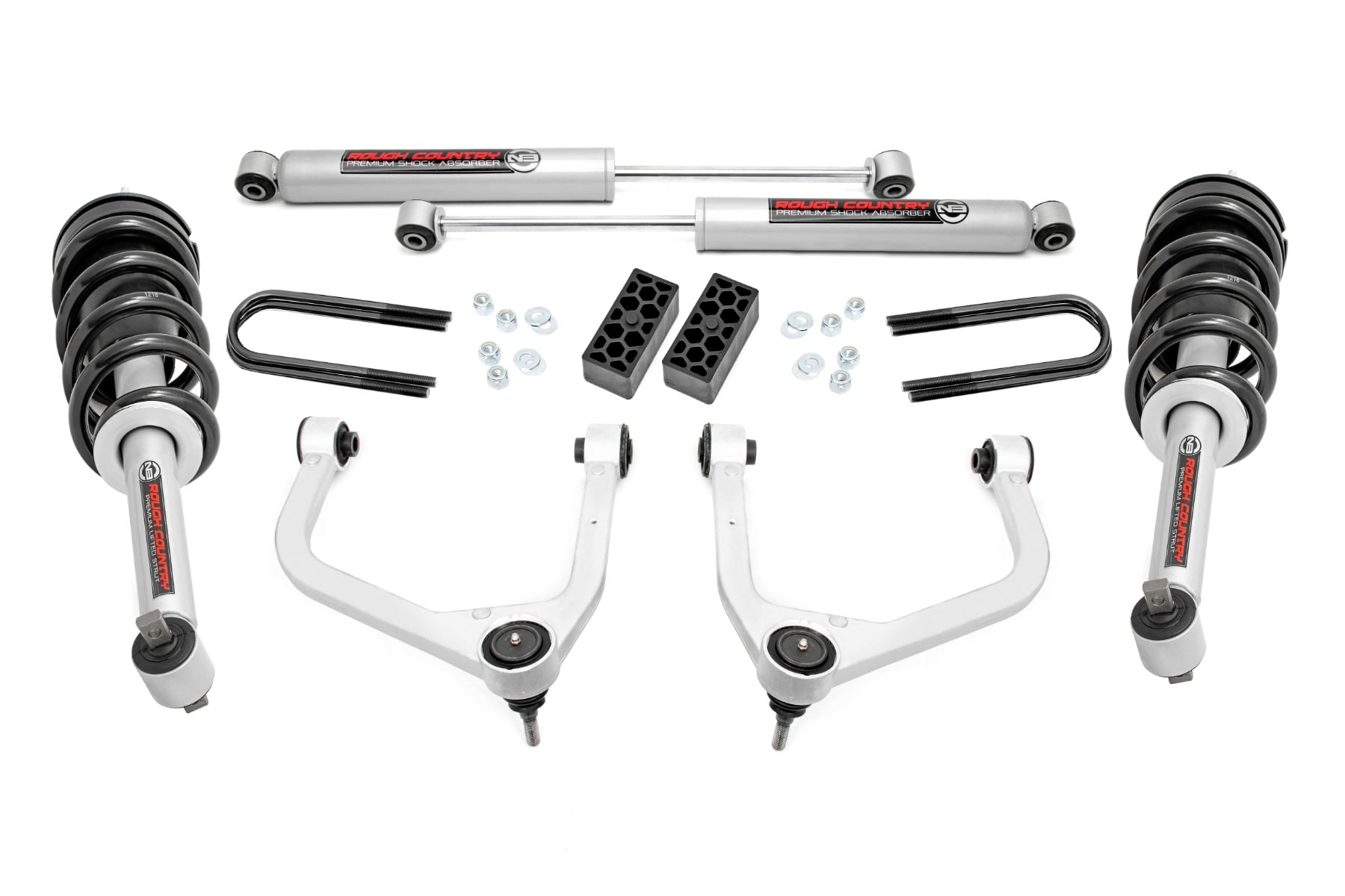 28231_A - Rough Country 3.5 Inch Lift Kit - Fits N3 Struts Rear Mono Leaf - Fits Chevrolet Silverado 1500 2025