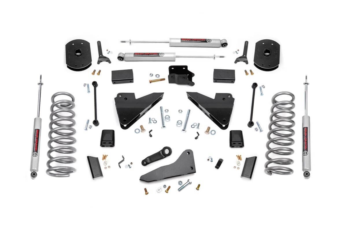 36420 - Rough Country 5 Inch Lift Kit - Fits FR Gas Coil Radius Arm Drop - Fits Dodge/Ram 2500 4WD 2014-2018