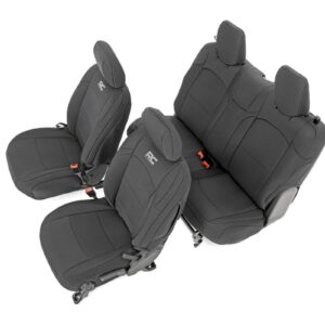 91020 - Rough Country Seat Covers - Fits Front and Rear Jeep Wrangler JL 4WD 2018-2026