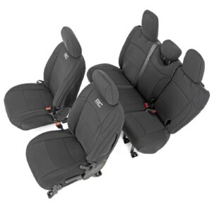 91010 - Rough Country Seat Covers - Fits Front and Rear Jeep Wrangler Unlimited 4WD 2018-2026