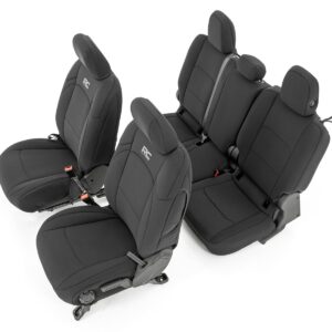 91038 - Rough Country Seat Covers - Fits Front and RR w/ Cup Holder Jeep Gladiator JT 4WD 2020-2026