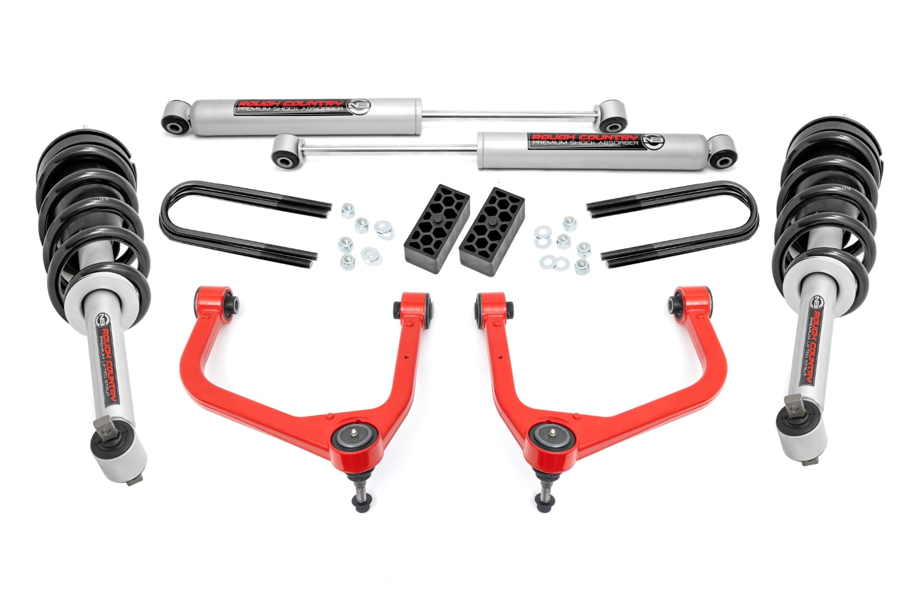 110431RED - Rough Country 3.5 Inch Lift Kit - Fits N3 Struts Chevrolet Silverado 1500 2WD/4WD 2025