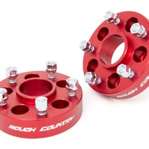 1092RED - Rough Country 1.5 Inch Wheel Adapters - Fits 5x4.5 to 5x5 Red - Fits Jeep Cherokee XJ/Comanche MJ/Wrangler TJ