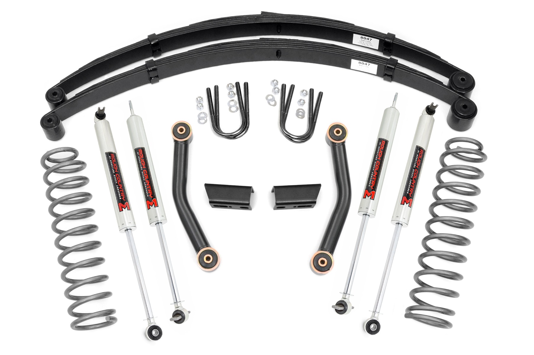 63041 - Rough Country 3 Inch Lift Kit - Fits Series II RR Springs - Fits M1 - Fits Jeep Cherokee XJ 84-01