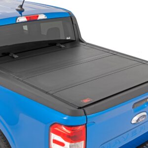 49254500 - Rough Country Hard Tri-Fold Flip Up Bed Cover - Fits 4'6" Bed Ford Maverick 2WD/4WD 2022-2026