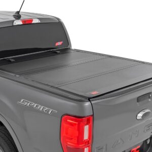 49220500 - Rough Country Hard Tri-Fold Flip Up Bed Cover - Fits 5' Bed Ford Ranger 2WD/4WD 2019-2023
