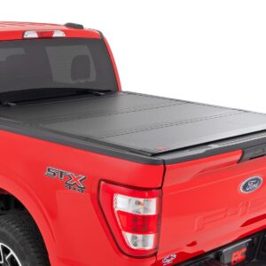 49220550 - Rough Country Hard Tri-Fold Flip Up Bed Cover - Fits 5'7" Bed Ford F-150 2WD/4WD 2015-2020