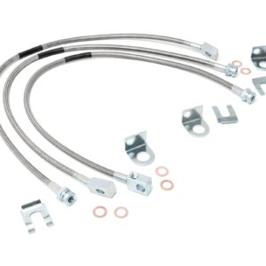 89715 - Rough Country Jeep Front & Rear Stainless Steel Brake Lines - Fits 4-6in Lifts XJ/YJ/TJ