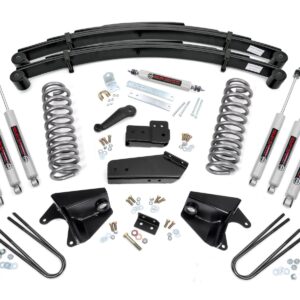 520B33 - Rough Country 4 Inch Lift Kit - Fits Quad Front Shocks Rear Springs - Fits Ford Bronco 4WD 80-96