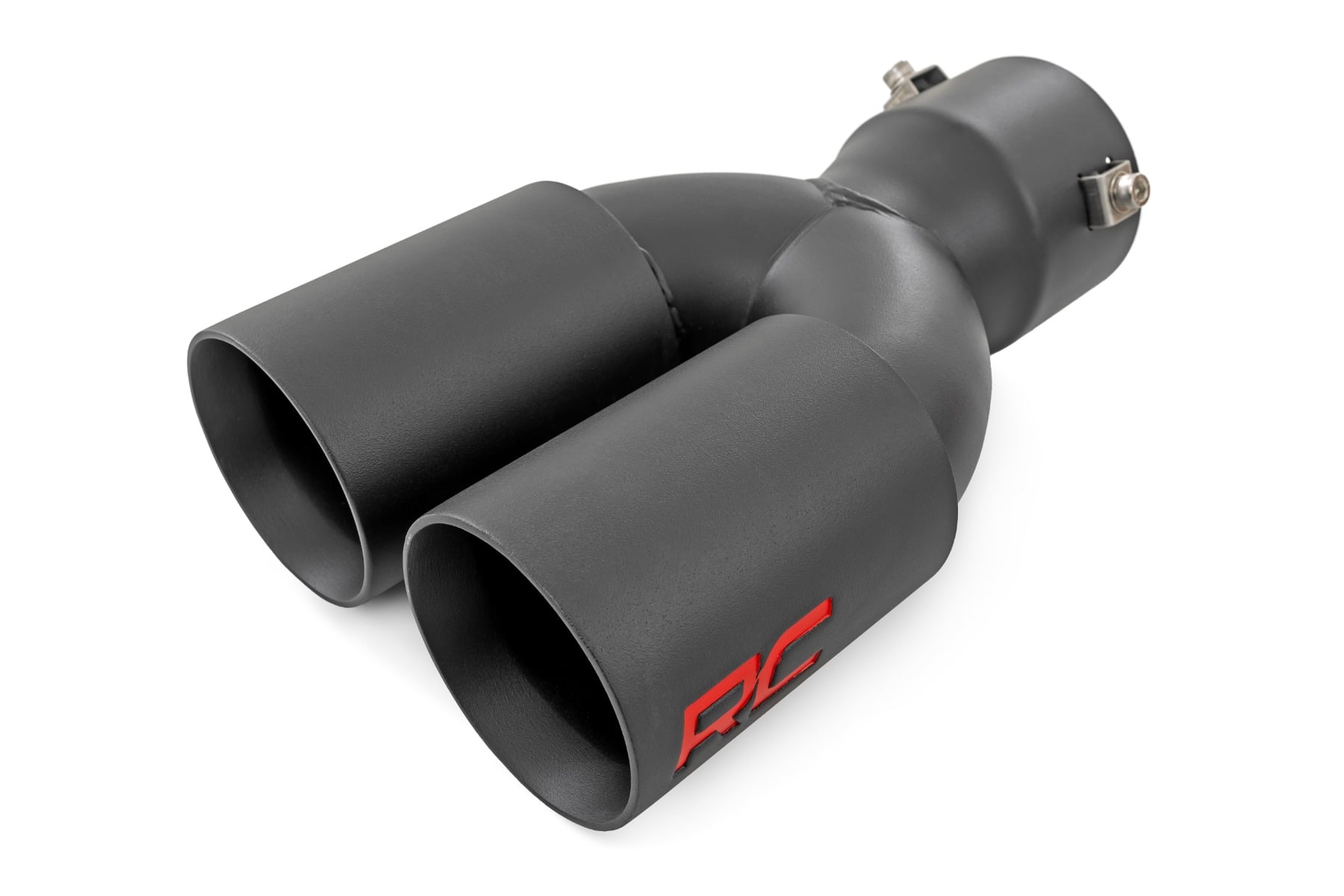 96050 - Rough Country Exhaust Tip - Fits Black Red RC Logo - Fits 2.5-3 Inch Pipe Single Inlet - Fits Dual Outlet