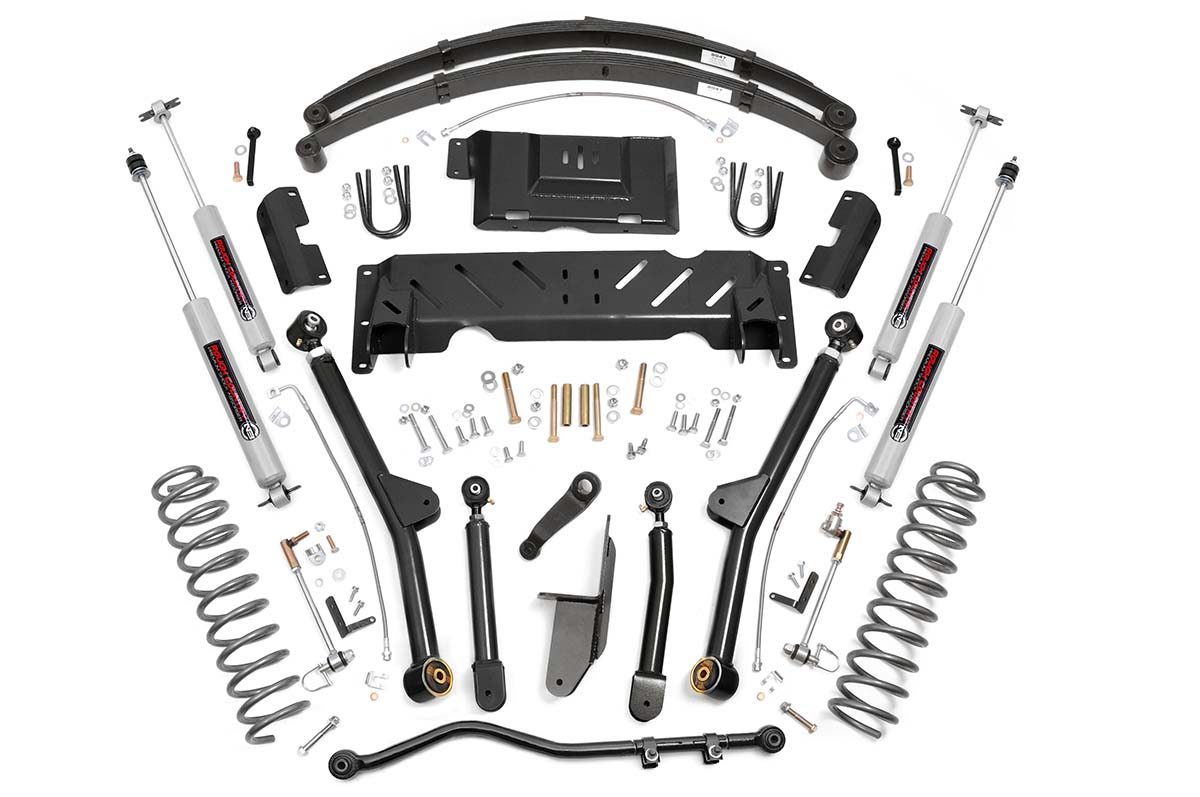 61722 - Rough Country 4.5 Inch Lift Kit - Fits Long Arm RR Leafs - Fits NP242 - Fits Jeep Cherokee XJ 4WD 84-01