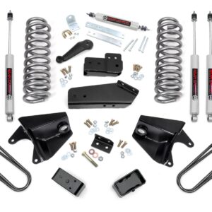 465B33 - Rough Country 4 Inch Lift Kit - Fits Quad Front Shocks Rear Blocks - Fits Ford Bronco 4WD 80-96